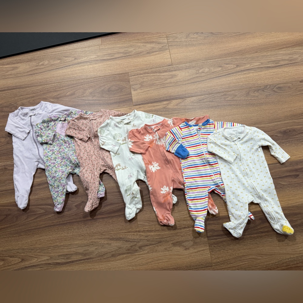 Baby Girl Sleeper Footie Pajamas - Set of 7